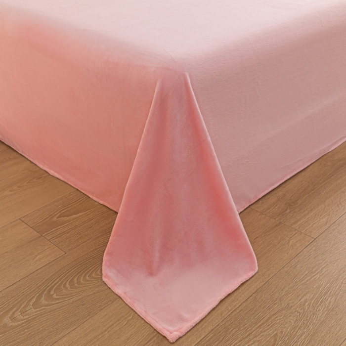 91家纺网 家纺一手货源 找家纺 慕澄家纺 2023新款纯色牛奶绒加厚保暖多功能床单盖毯 床单-桃粉