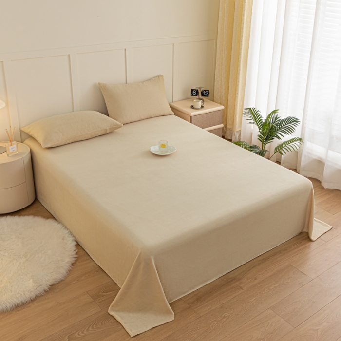 91家纺网 家纺一手货源 找家纺 慕澄家纺 2023新款纯色牛奶绒加厚保暖多功能床单盖毯 床单-驼咖