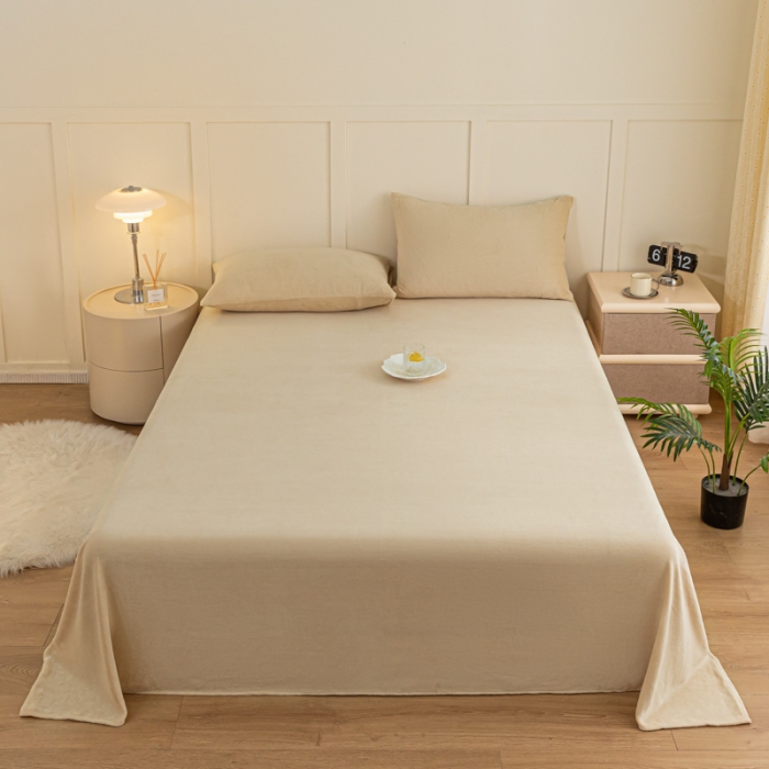 91家纺网 家纺一手货源 找家纺 慕澄家纺 2023新款纯色牛奶绒加厚保暖多功能床单盖毯 床单-驼咖