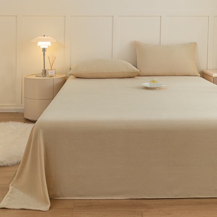 91家纺网 家纺一手货源 找家纺 慕澄家纺 2023新款纯色牛奶绒加厚保暖多功能床单盖毯 床单-驼咖