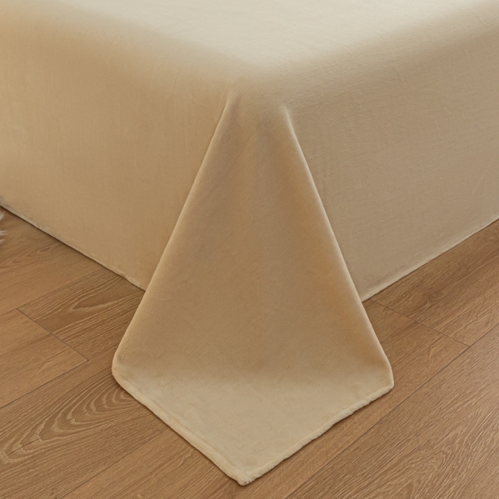 91家纺网 家纺一手货源 找家纺 慕澄家纺 2023新款纯色牛奶绒加厚保暖多功能床单盖毯 床单-驼咖