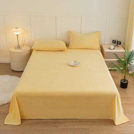 慕澄家纺 2023新款纯色牛奶绒加厚保暖多功能床单盖毯 床单-杏黄