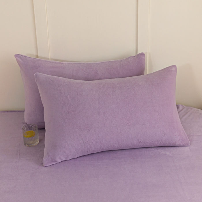 91家纺网 家纺一手货源 找家纺 慕澄家纺 2023新款纯色牛奶绒加厚保暖多功能床单盖毯 床单-烟紫