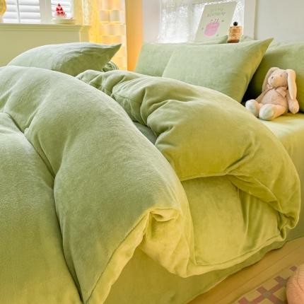 91家纺网 家纺一手货源 找家纺 （总）慕澄家纺 2023新款简约牛奶绒加厚保暖四件套-纯爱