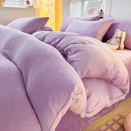 91家纺网 家纺一手货源 找家纺 （总）慕澄家纺 2023新款简约牛奶绒加厚保暖四件套-纯爱