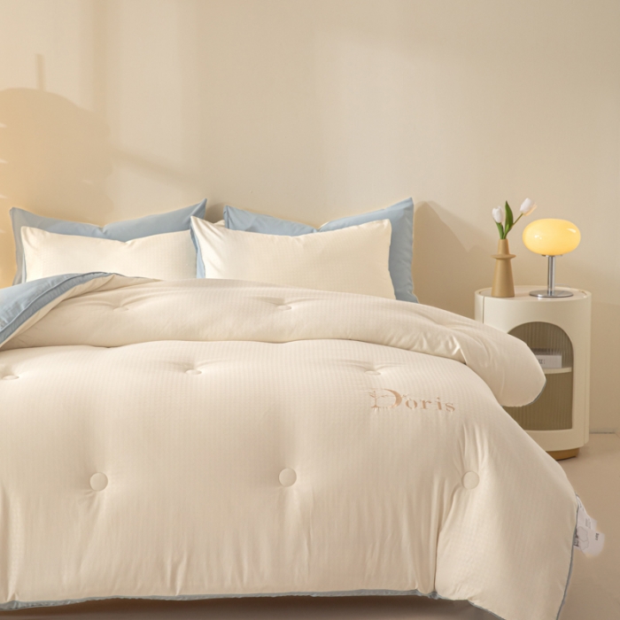 91家纺网 家纺一手货源 找家纺 （总）荔禾家居 2023新款千鸟格提花刺绣款大豆被冬被被子被芯