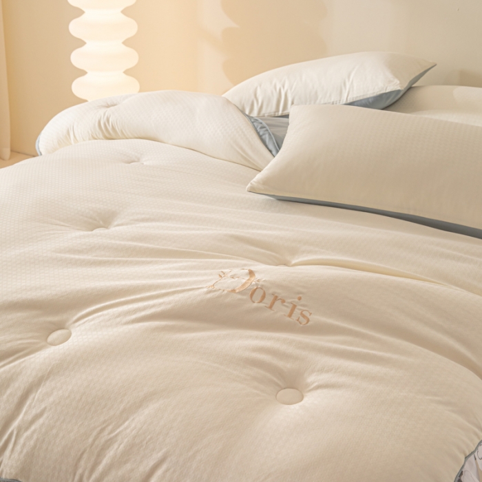 91家纺网 家纺一手货源 找家纺 （总）荔禾家居 2023新款千鸟格提花刺绣款大豆被冬被被子被芯