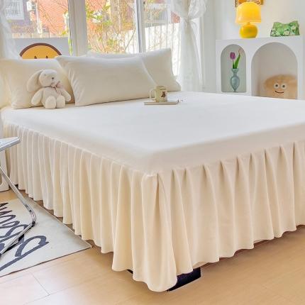 91家纺网 家纺一手货源 找家纺 （总）极梦家纺（支持定制） 2025新款纯色高克重韩版牛奶绒单床裙三件套