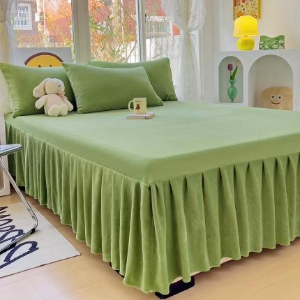 91家纺网 家纺一手货源 找家纺 （总）极梦家纺（支持定制） 2025新款纯色高克重韩版牛奶绒单床裙三件套