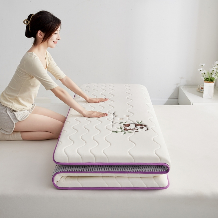 91家纺网 家纺一手货源 找家纺 祁恋婷家居 2023新款A类专版乳胶记忆棉大豆床垫【床垫遮盖物】-款式一 熊猫-白