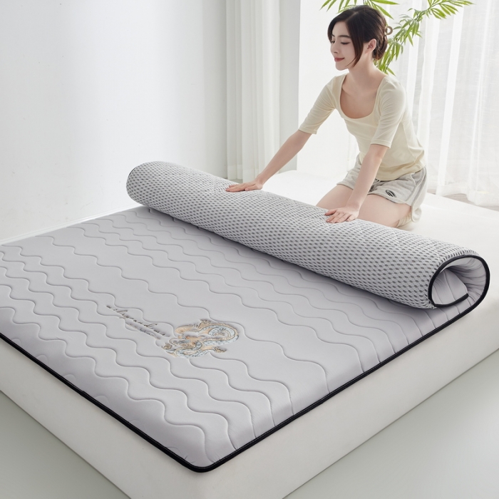 91家纺网 家纺一手货源 找家纺 祁恋婷家居 2023新款A类专版乳胶记忆棉大豆床垫【床垫遮盖物】-款式一 中国龙-灰