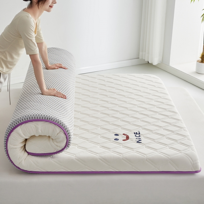 91家纺网 家纺一手货源 找家纺 祁恋婷家居 2023新款A类专版乳胶记忆棉大豆床垫【床垫遮盖物】-款式二 笑脸-白