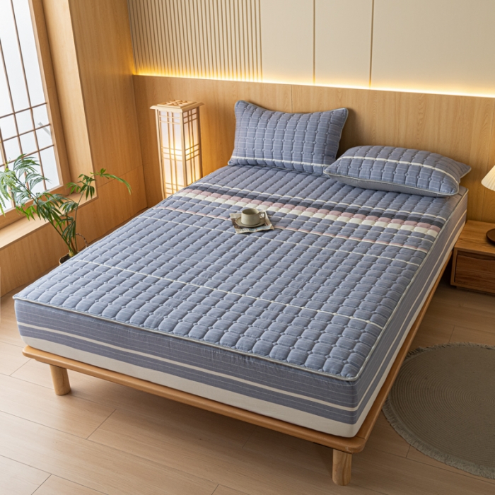 91家纺网 家纺一手货源 找家纺 卡伦 2025新款A类纯棉水洗棉夹棉床笠 格林兰