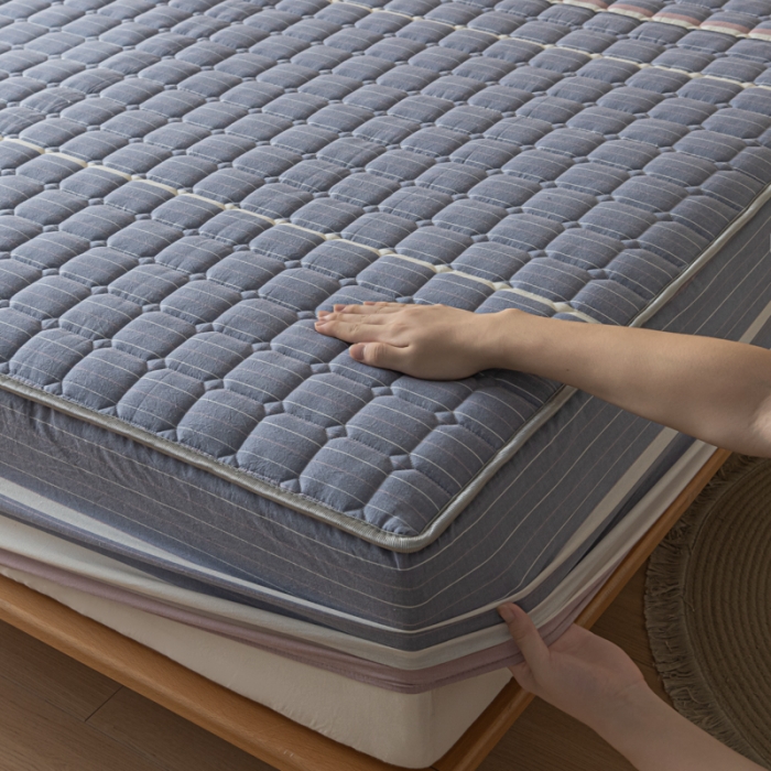 91家纺网 家纺一手货源 找家纺 卡伦 2025新款A类纯棉水洗棉夹棉床笠 格林兰