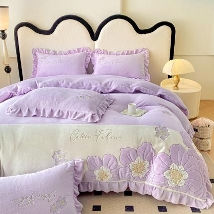 91家纺网 家纺一手货源 找家纺 （总）可以家居 2023新款高克重全消光绣花四件套-艾薇儿