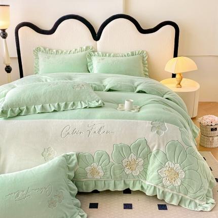 91家纺网 家纺一手货源 找家纺 （总）可以家居 2023新款高克重全消光绣花四件套-艾薇儿