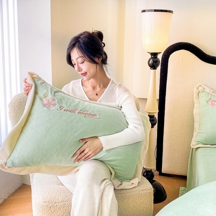 91家纺网 家纺一手货源 找家纺 可以家居 2023新款高克重全消光绣花四件套-伊芙琳 伊芙琳-新芽绿