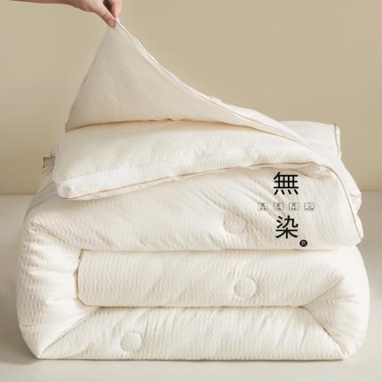 91家纺网 家纺一手货源 找家纺 迪乐妮 2024新款泡泡纱无染被芯冬被四季被子母被 奶油白-子母被