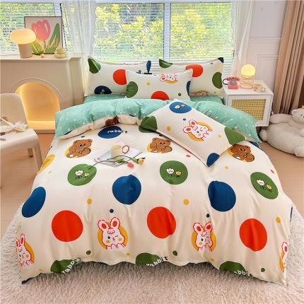 91家纺网 家纺一手货源 找家纺 曼璐 2025直播爆款植物羊绒四件套加厚斜纹磨毛被套套件 童话