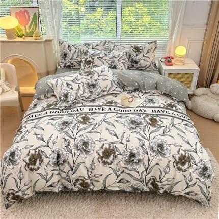 91家纺网 家纺一手货源 找家纺 曼璐 2025直播爆款植物羊绒四件套加厚斜纹磨毛被套套件 雅韵