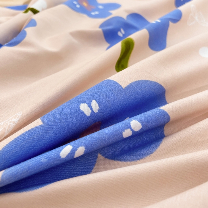 91家纺网 家纺一手货源 找家纺 曼璐 2025直播爆款植物羊绒四件套加厚斜纹磨毛被套套件 蓝色心情