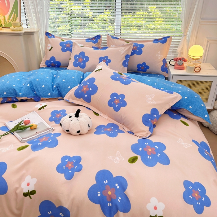 91家纺网 家纺一手货源 找家纺 曼璐 2025直播爆款植物羊绒四件套加厚斜纹磨毛被套套件 蓝色心情