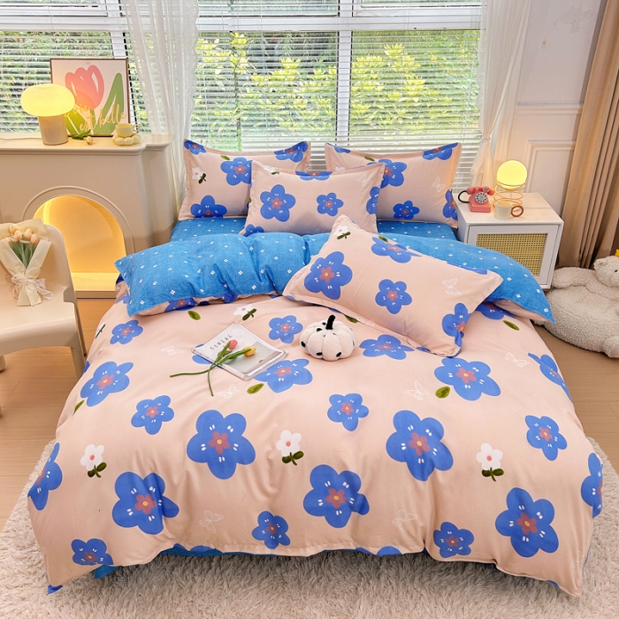 91家纺网 家纺一手货源 找家纺 曼璐 2025直播爆款植物羊绒四件套加厚斜纹磨毛被套套件 蓝色心情