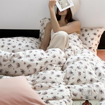 91家纺网 家纺一手货源 找家纺 源启生活2023新款亲肤舒适秋冬全棉针织棉四件套 彼岸