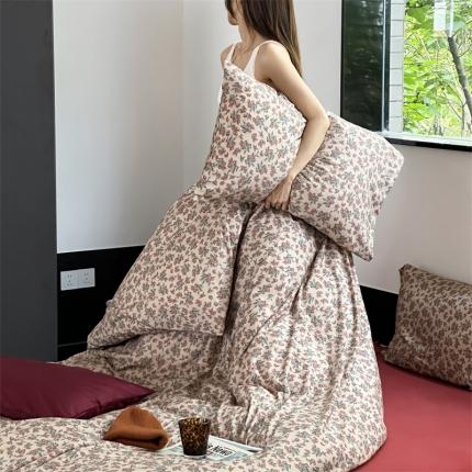 91家纺网 家纺一手货源 找家纺 源启生活2023新款亲肤舒适秋冬全棉针织棉四件套 浆果