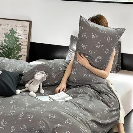 91家纺网 家纺一手货源 找家纺 源启生活2023新款亲肤舒适秋冬全棉针织棉四件套 可爱多