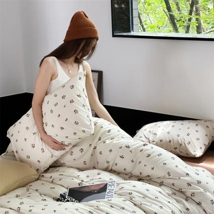 91家纺网 家纺一手货源 找家纺 源启生活2023新款亲肤舒适秋冬全棉针织棉四件套 悠然果