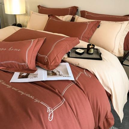 91家纺网 家纺一手货源 找家纺 总  【A类母婴级】加厚保暖纯棉磨毛全棉四件套轻奢风刺绣纯色简约新疆长绒棉