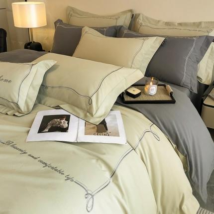 91家纺网 家纺一手货源 找家纺 总  【A类母婴级】加厚保暖纯棉磨毛全棉四件套轻奢风刺绣纯色简约新疆长绒棉