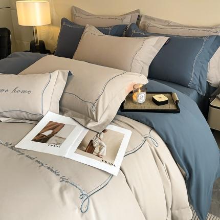 91家纺网 家纺一手货源 找家纺 总  【A类母婴级】加厚保暖纯棉磨毛全棉四件套轻奢风刺绣纯色简约新疆长绒棉