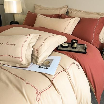 91家纺网 家纺一手货源 找家纺 总  【A类母婴级】加厚保暖纯棉磨毛全棉四件套轻奢风刺绣纯色简约新疆长绒棉