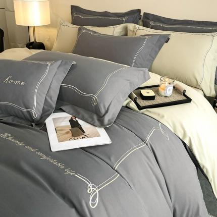 91家纺网 家纺一手货源 找家纺 总  【A类母婴级】加厚保暖纯棉磨毛全棉四件套轻奢风刺绣纯色简约新疆长绒棉