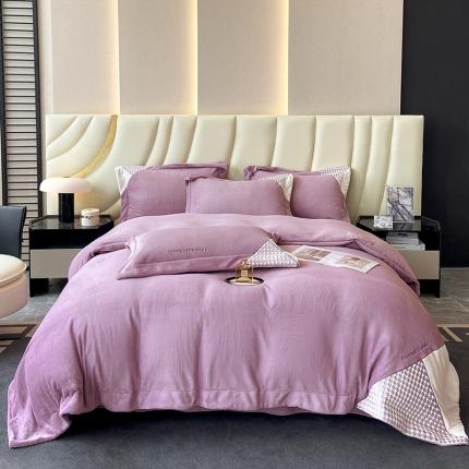 家居1号 2024新款高克重牛奶绒四件套-露西系列 露西-魏紫