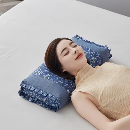 91家纺网 家纺一手货源 找家纺 乐可 2023新款全棉碎花双拼荞麦枕 全棉碎花双拼荞麦枕-和风【单只装】