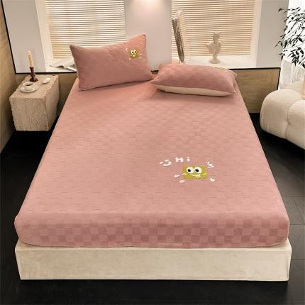 洋铭区（原狠狠爱）2023新款华夫格单品绒床笠 清格 豆沙