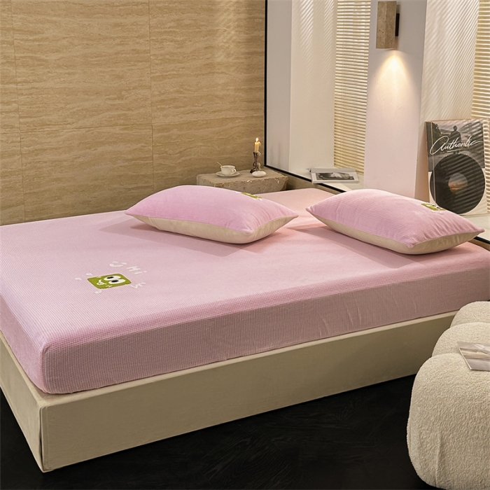 91家纺网 家纺一手货源 找家纺 洋铭区（原狠狠爱）2023新款华夫格单品绒床笠 华夫格 浅紫