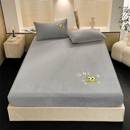 洋铭区（原狠狠爱）2023新款华夫格单品绒床笠 华夫格 暖灰