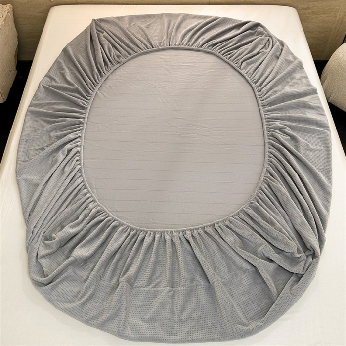 91家纺网 家纺一手货源 找家纺 洋铭区（原狠狠爱）2023新款华夫格单品绒床笠 华夫格 暖灰