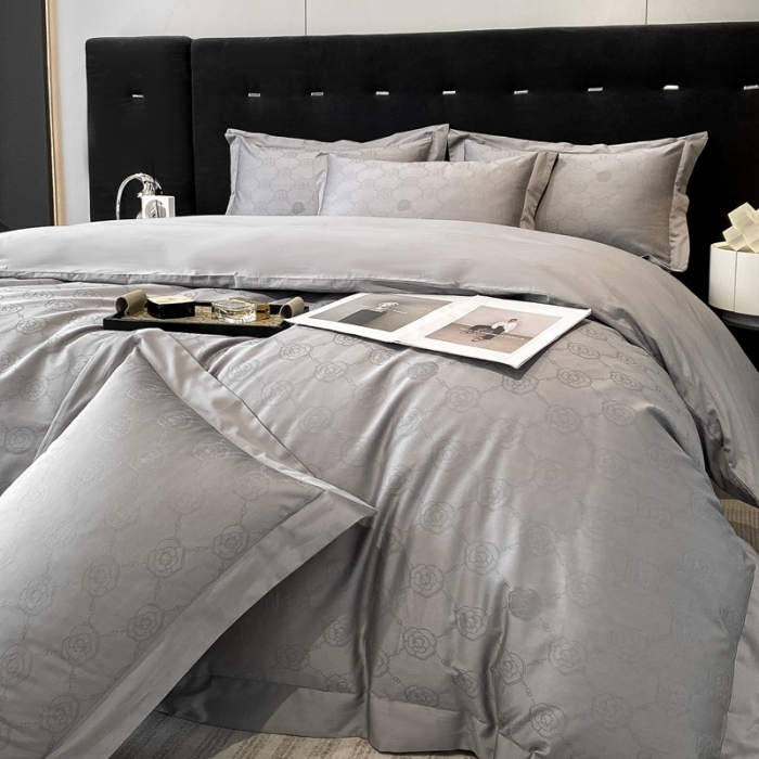 91家纺网 家纺一手货源 找家纺 魅都 100s长绒棉提花大拼角四件套 安娜-高级灰