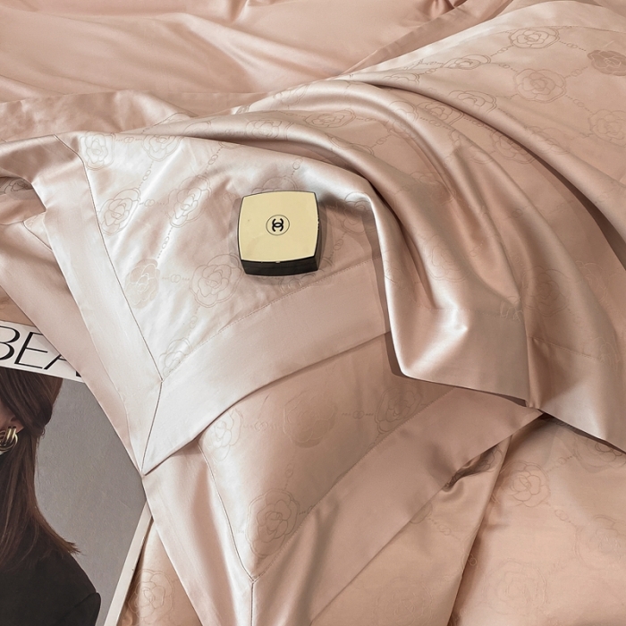 91家纺网 家纺一手货源 找家纺 魅都 100s长绒棉提花大拼角四件套 安娜-柔粉