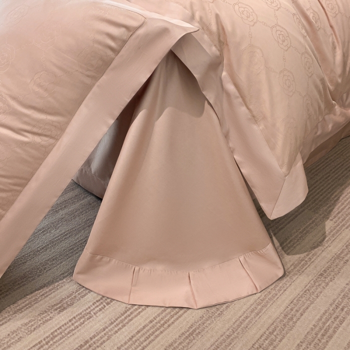 91家纺网 家纺一手货源 找家纺 魅都 100s长绒棉提花大拼角四件套 安娜-柔粉