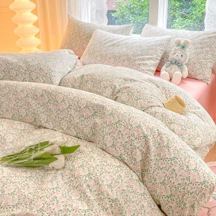 91家纺网 家纺一手货源 找家纺 柠馨 2023新款13376全棉Ins博主风四件套 佳期如梦