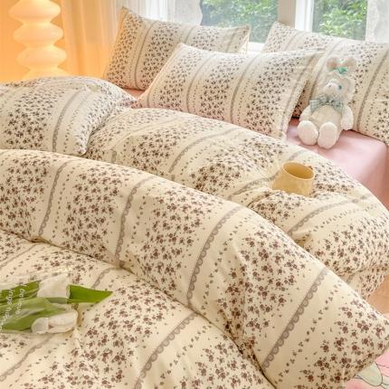 91家纺网 家纺一手货源 找家纺 柠馨 2023新款13376全棉Ins博主风四件套 余音