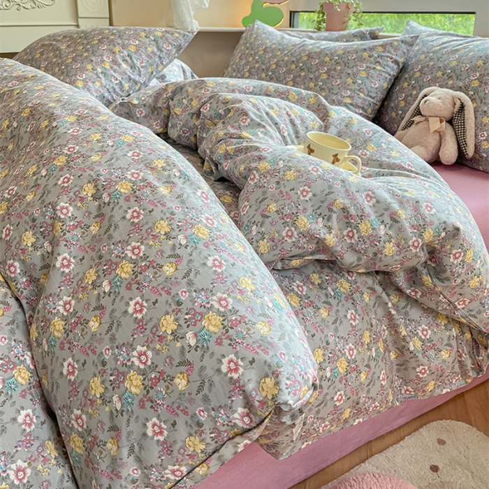 91家纺网 家纺一手货源 找家纺 柠馨 2023新款13376全棉Ins博主风四件套 亦涵