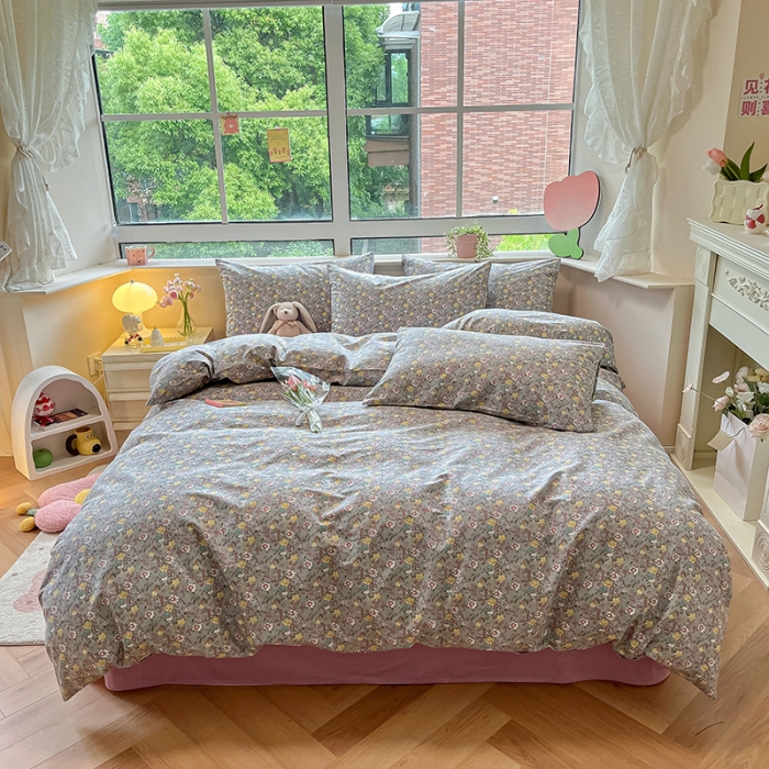 91家纺网 家纺一手货源 找家纺 柠馨 2023新款13376全棉Ins博主风四件套 亦涵