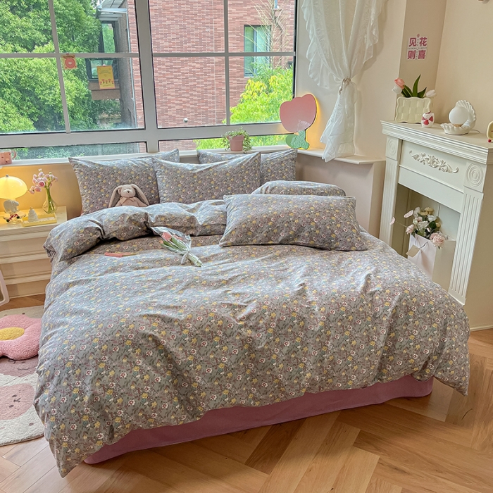 91家纺网 家纺一手货源 找家纺 柠馨 2023新款13376全棉Ins博主风四件套 亦涵